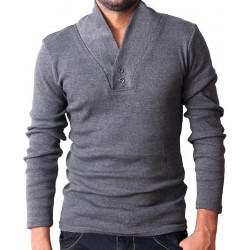 Charcoal V Collar Stylish Sweater